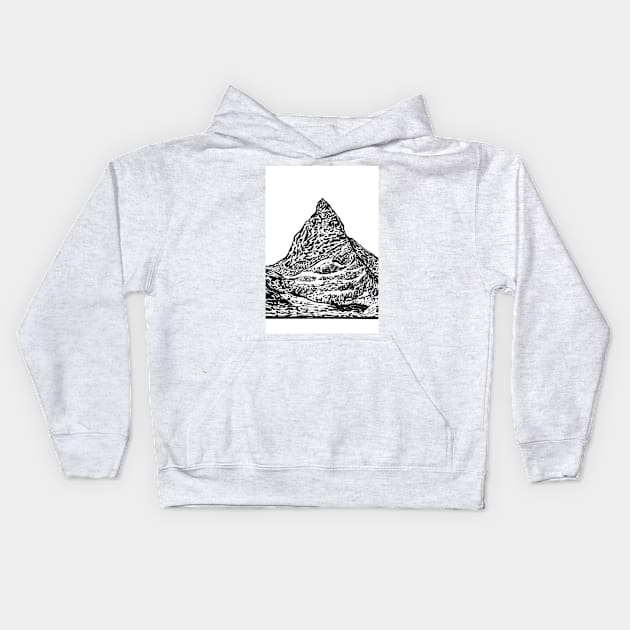 MATTERHORN ink painting Kids Hoodie by lautir